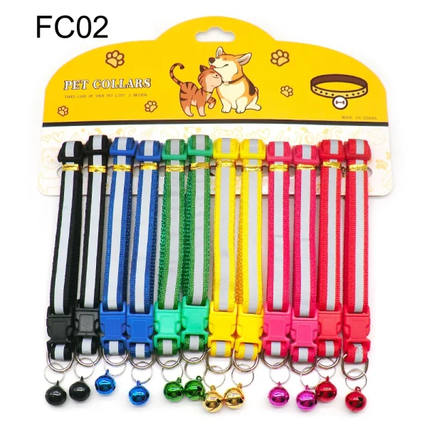 12Pcs Mix Color Pet Collar with Bell
