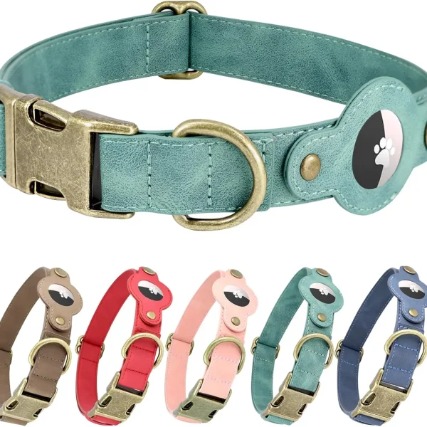 Soft PU Leather Collar/ AirTag / Metal Buckle