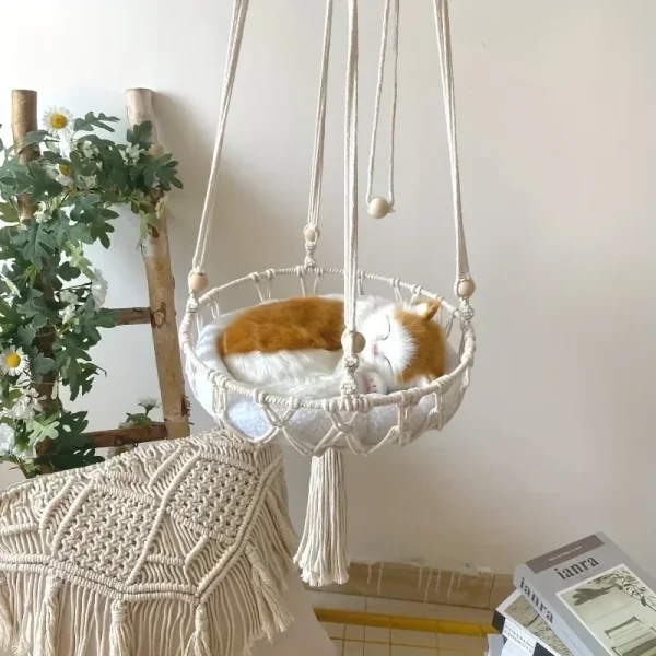 Hand-woven Cotton Rope Cat Hammock Fits 2 Cats