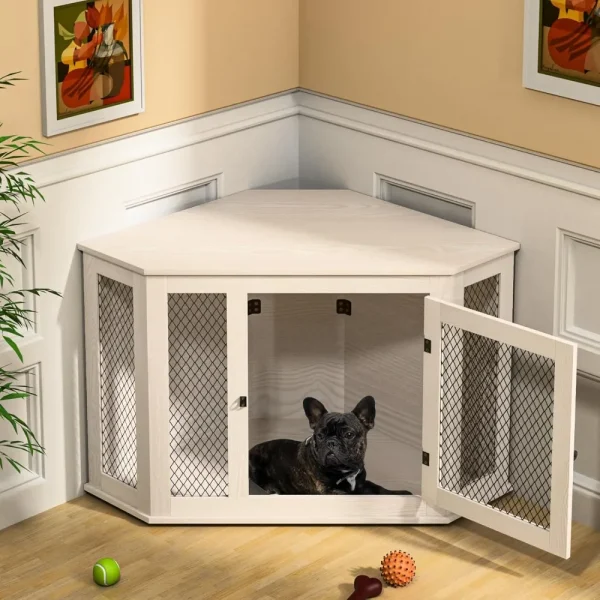 Wooden Crate End Table w/ Mesh for Sm - Med Dogs
